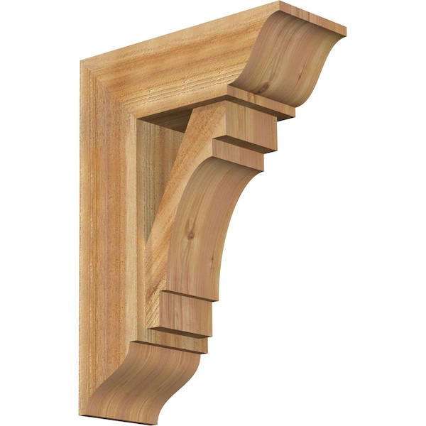 Ekena Millwork Merced Traditional Rough Sawn Bracket w/ Offset Brace, Western Red Cedar, 8"W x 20"D x 28"H BKT0806X20X28MRC01RWR - main